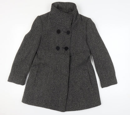 Tuchuzy Women's Black Tweed Coat Size 12 Double-Breasted