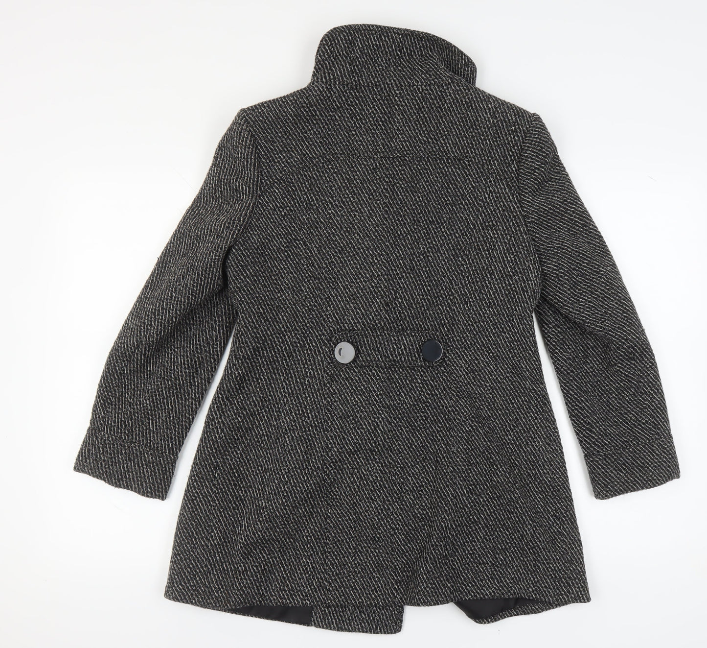 Tuchuzy Women's Black Tweed Coat Size 12 Double-Breasted
