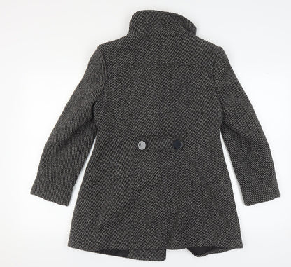 Tuchuzy Women's Black Tweed Coat Size 12 Double-Breasted