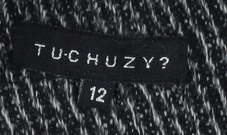 Tuchuzy Women's Black Tweed Coat Size 12 Double-Breasted