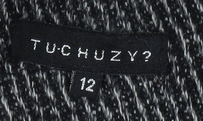 Tuchuzy Women's Black Tweed Coat Size 12 Double-Breasted