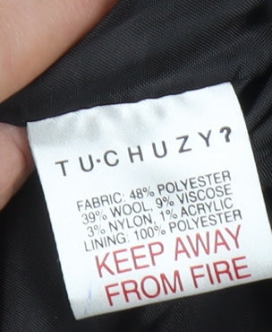 Tuchuzy Women's Black Tweed Coat Size 12 Double-Breasted