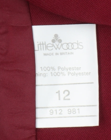 Littlewoods Women's Red Blazer Size 12 Woven
