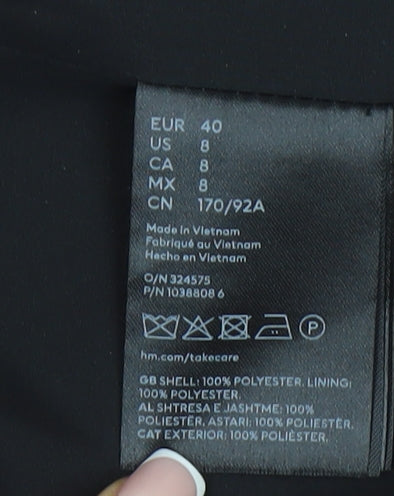 H&M Women's Black Blazer, Size 12, Notch Lapel, Lined