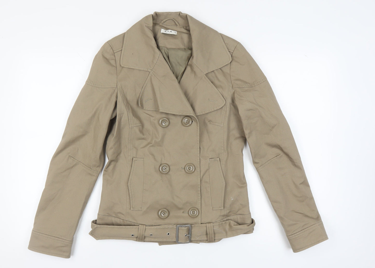 Womens UK Size L VILA Beige Pea Coat