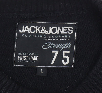 Jack & Jones Men’s Black L Pullover Jumper Crew Neck