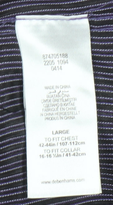 Thomas Nash Men's Blue Striped Button-Up Shirt L