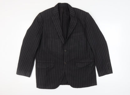 Aquascutum Men's Black Striped Blazer, Size 44, Wool