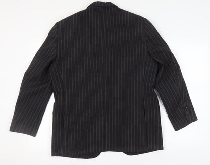 Aquascutum Men's Black Striped Blazer, Size 44, Wool