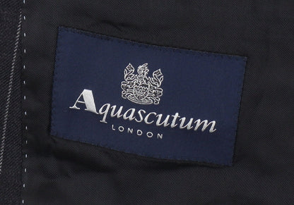 Aquascutum Men's Black Striped Blazer, Size 44, Wool
