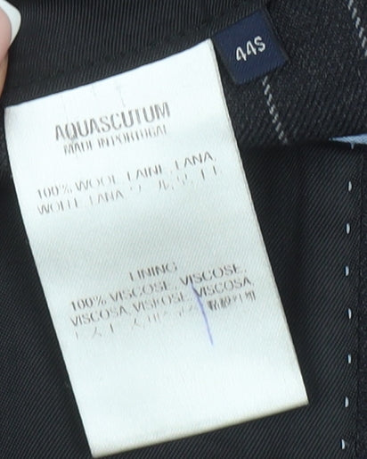 Aquascutum Men's Black Striped Blazer, Size 44, Wool