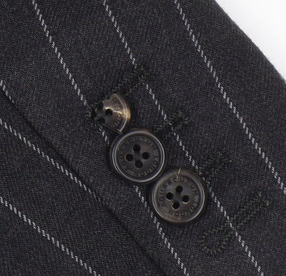 Aquascutum Men's Black Striped Blazer, Size 44, Wool