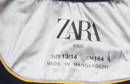 Zara Girls Silver Puffer Jacket 13-14 Years Hooded Quilted