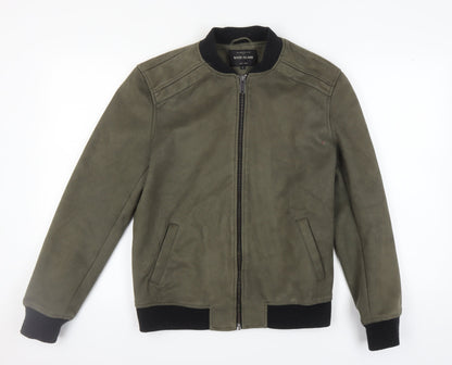 Mens UK Size M River Island Green Bomber Jacket