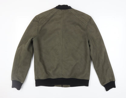 Mens UK Size M River Island Green Bomber Jacket