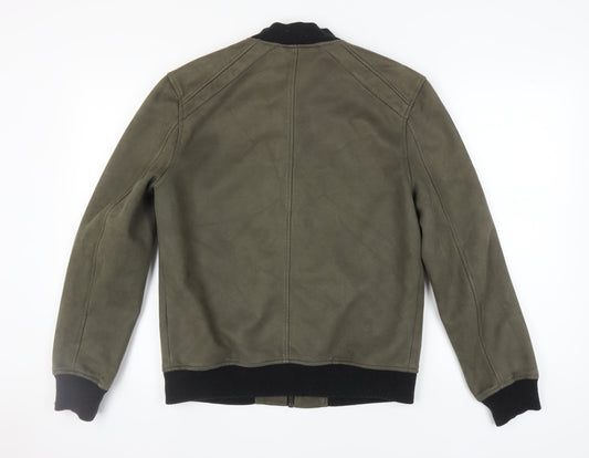 Mens UK Size M River Island Green Bomber Jacket
