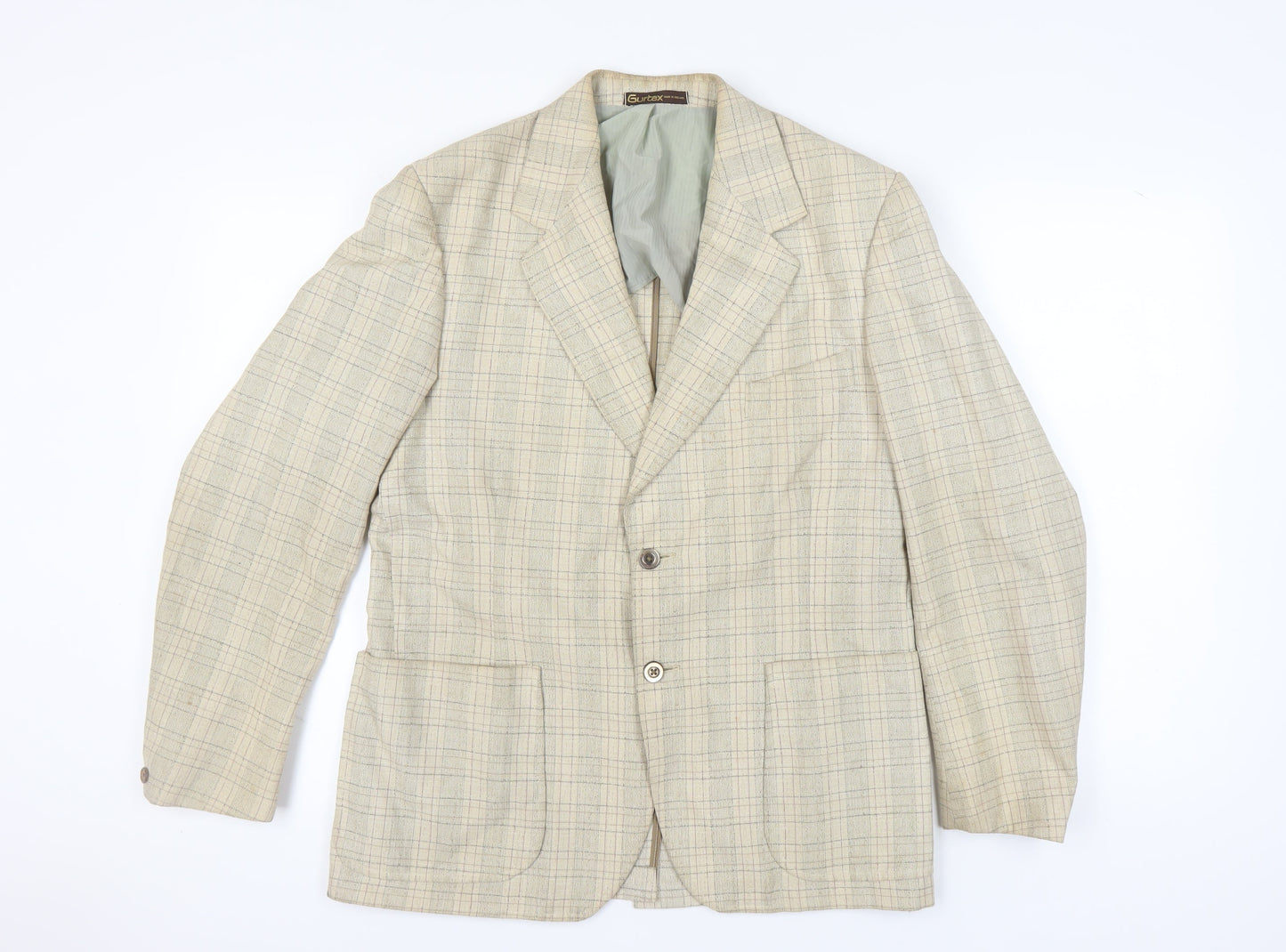 Gurtex Men's Beige Check Blazer, Size 40 Regular Fit