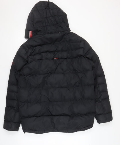 Alpyrex Men's Black Hooded Puffer Jacket Size M Casual