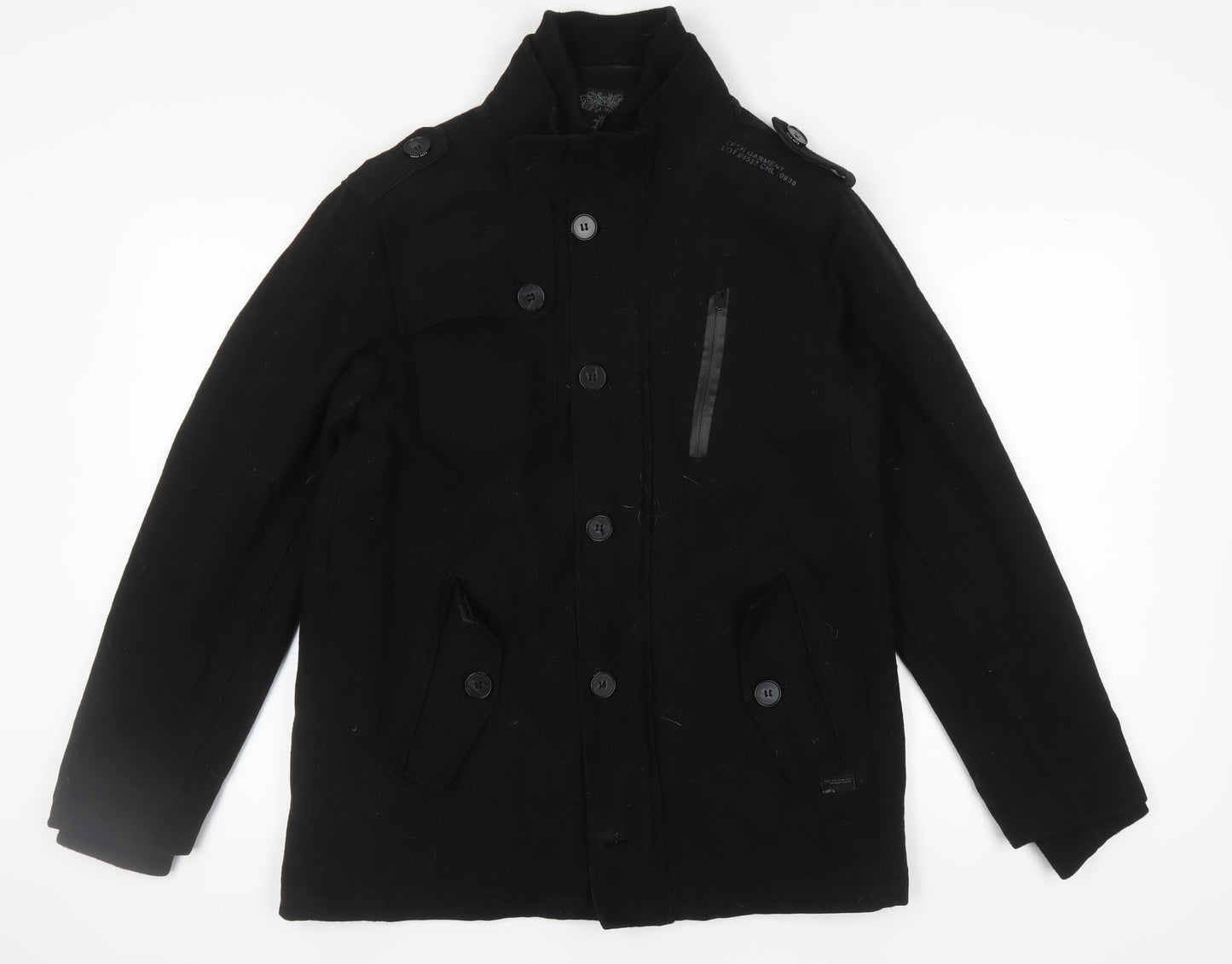 Mens UK Size L Brave Soul Black Military Jacket