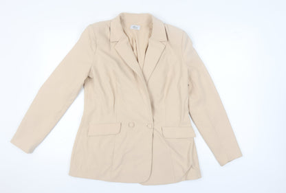 Oh Polly Women's Beige Blazer 10 Lined Double-Breasted