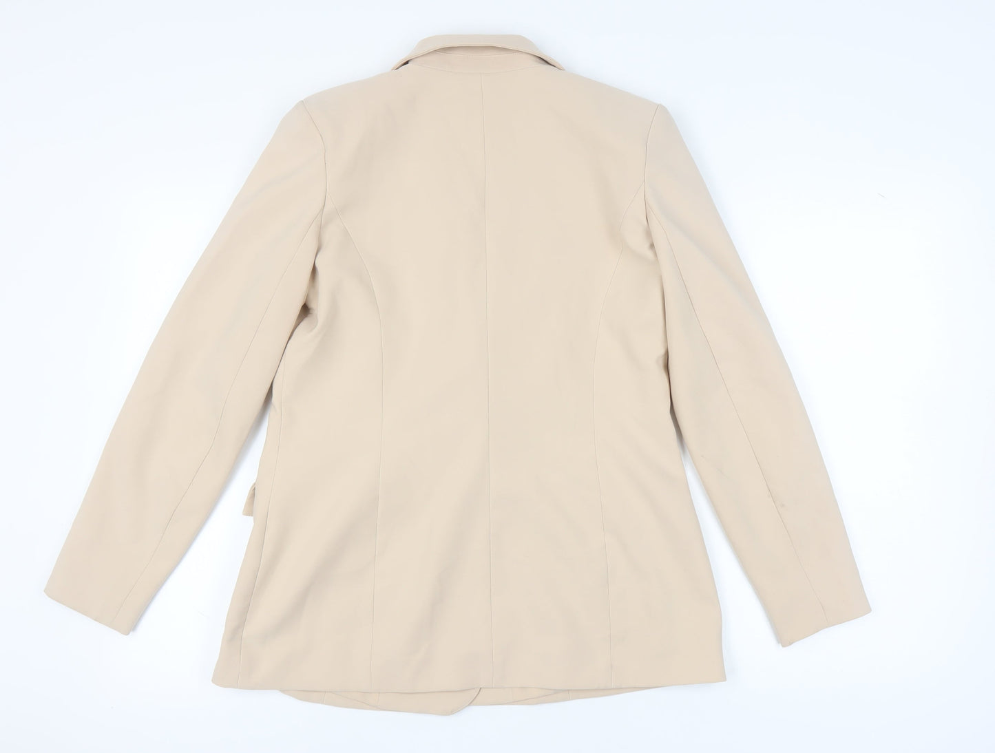 Oh Polly Women's Beige Blazer 10 Lined Double-Breasted