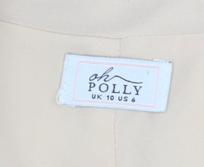 Oh Polly Women's Beige Blazer 10 Lined Double-Breasted