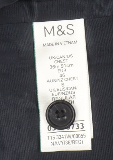 Mens UK Size 36 Marks and Spencer Regular Blue Suit Waistcoat