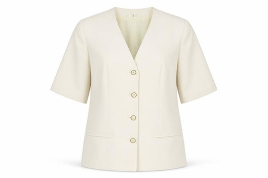 Front view of C&A Women's Ivory Suit Jacket, size 14, Classic Style