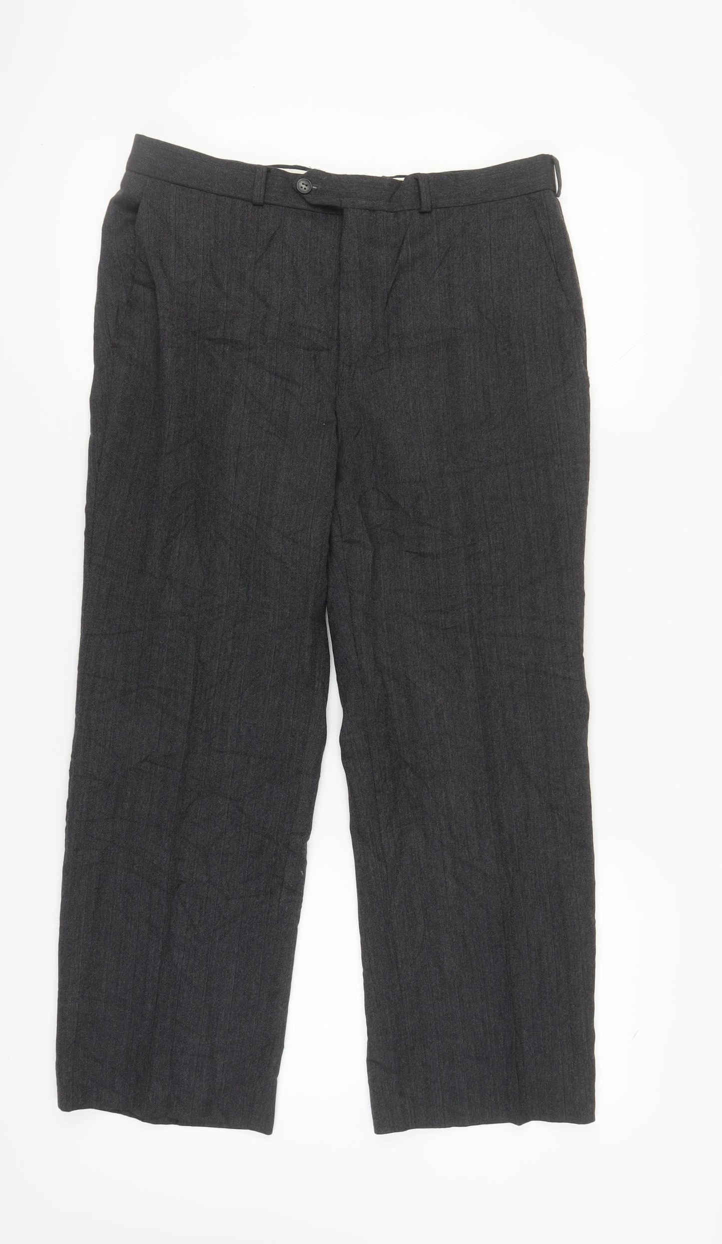 St Michael Men's Grey Wool Trousers, 34 Waist, UK