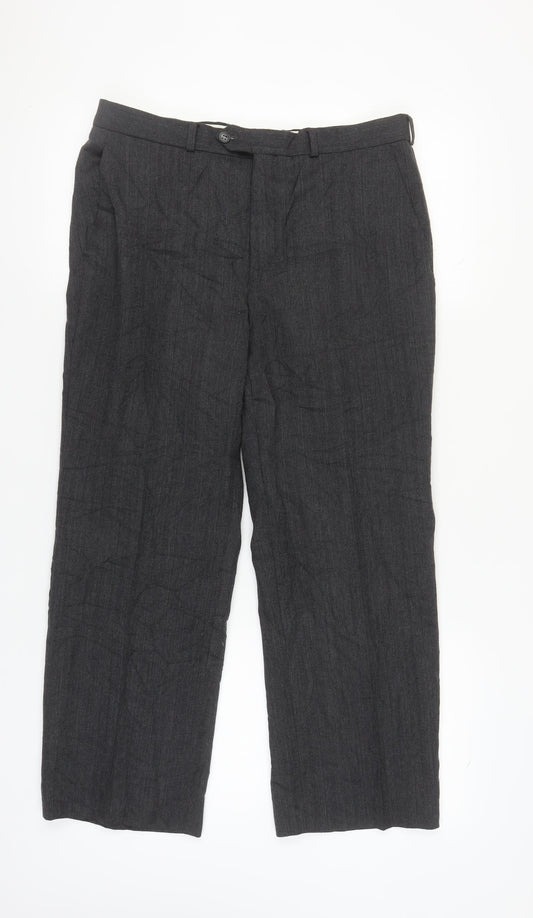 St Michael Men's Grey Wool Trousers, 34 Waist, UK