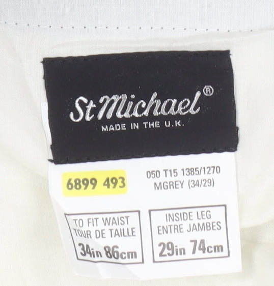 St Michael Men's Grey Wool Trousers, 34 Waist, UK