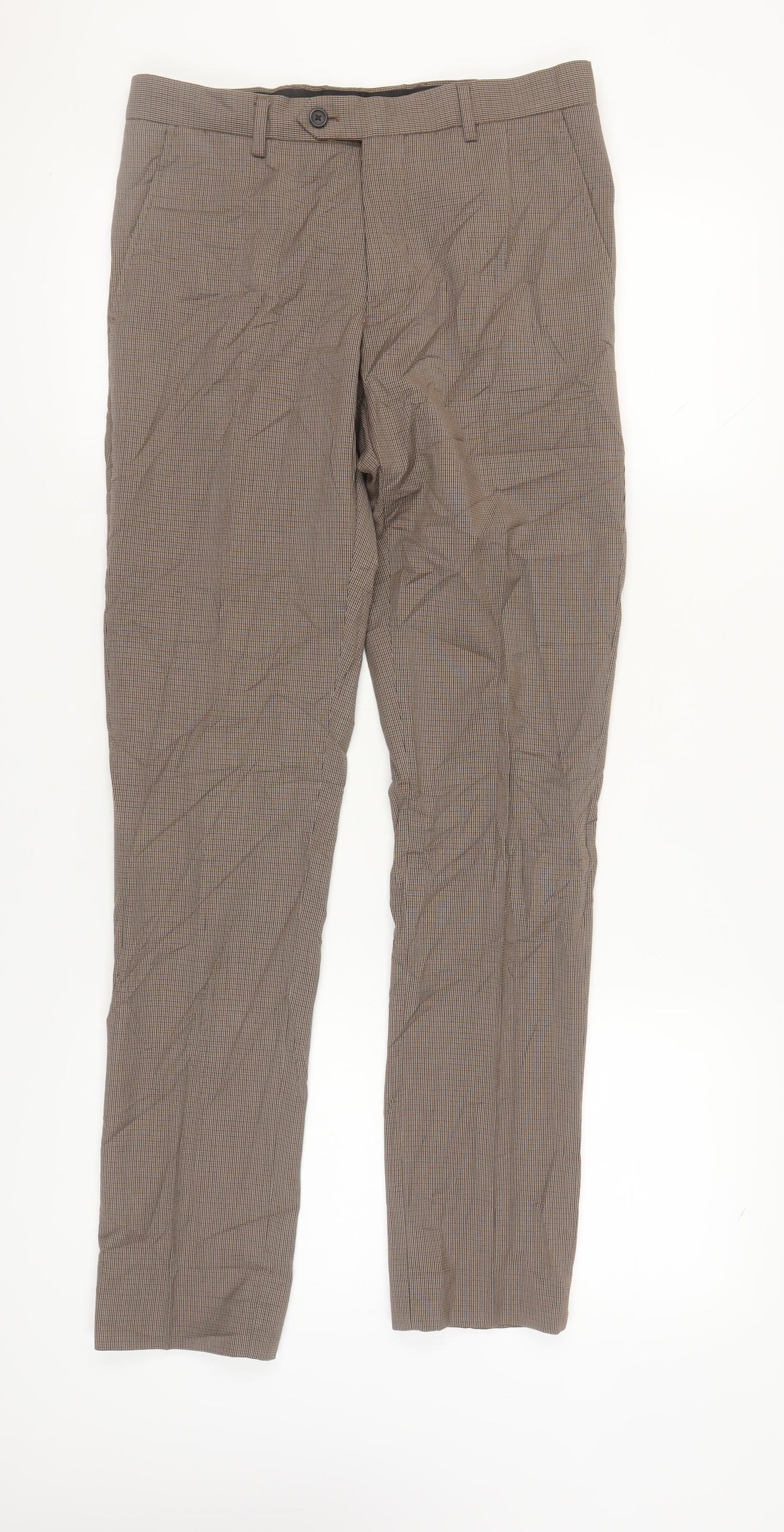 Next Men's Brown Trousers, Size 30, Flat Front