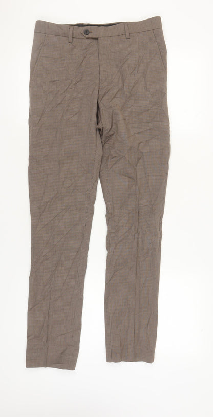 Next Men's Brown Trousers, Size 30, Flat Front