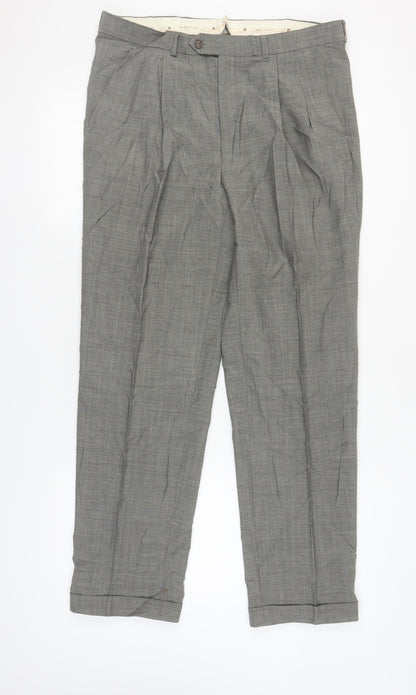 Pierre Balmain Men's Grey Wool Trousers, 34 Waist, 32 Leg