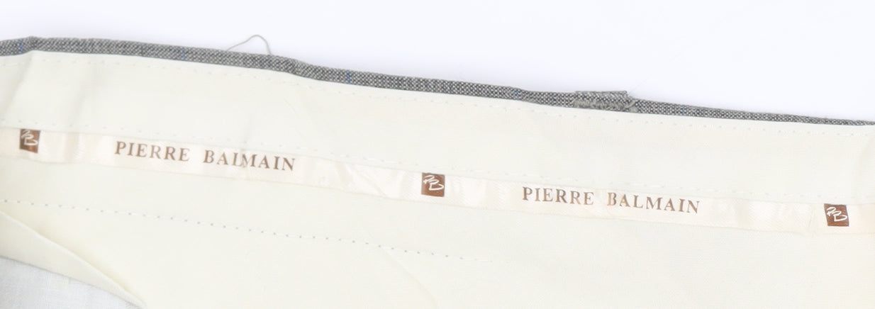Pierre Balmain Men's Grey Wool Trousers, 34 Waist, 32 Leg