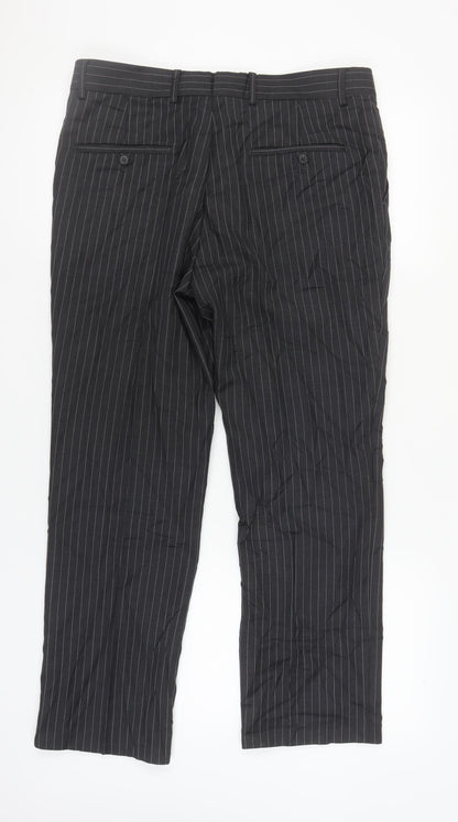 Jeff Banks Black Men's Trousers, 34 in, Wool-Poly Blend