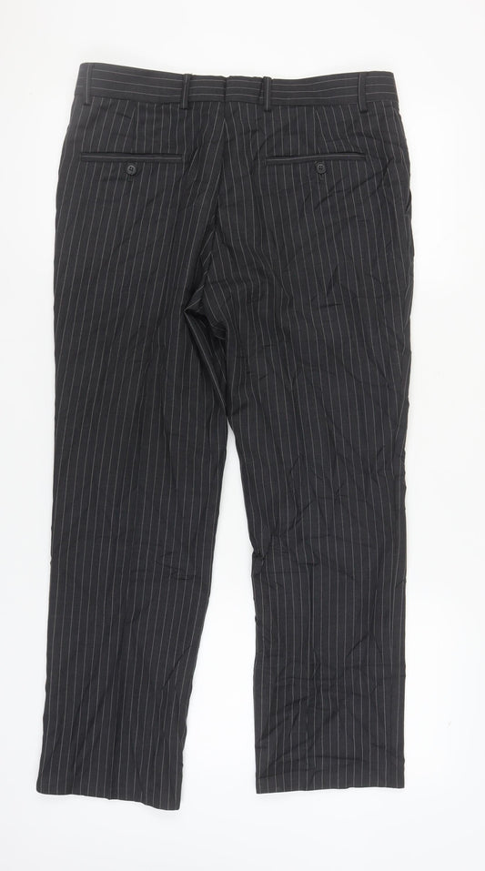 Jeff Banks Black Men's Trousers, 34 in, Wool-Poly Blend