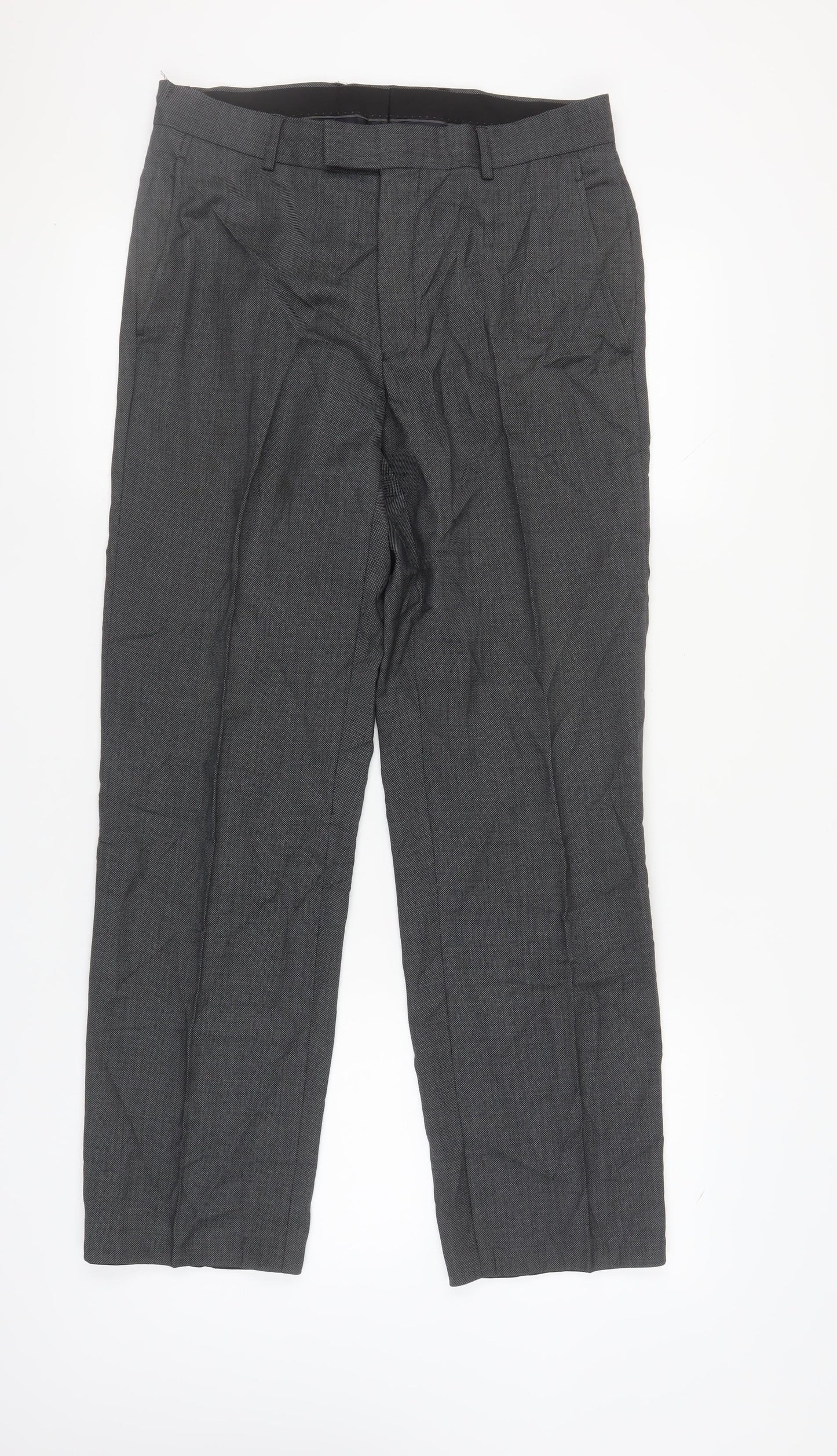 Linea Men's Grey Wool Trousers, 32, Regular Fit, Formal