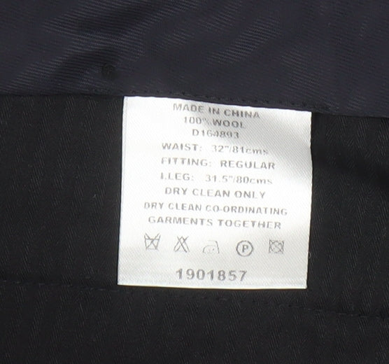 Linea Men's Grey Wool Trousers, 32, Regular Fit, Formal