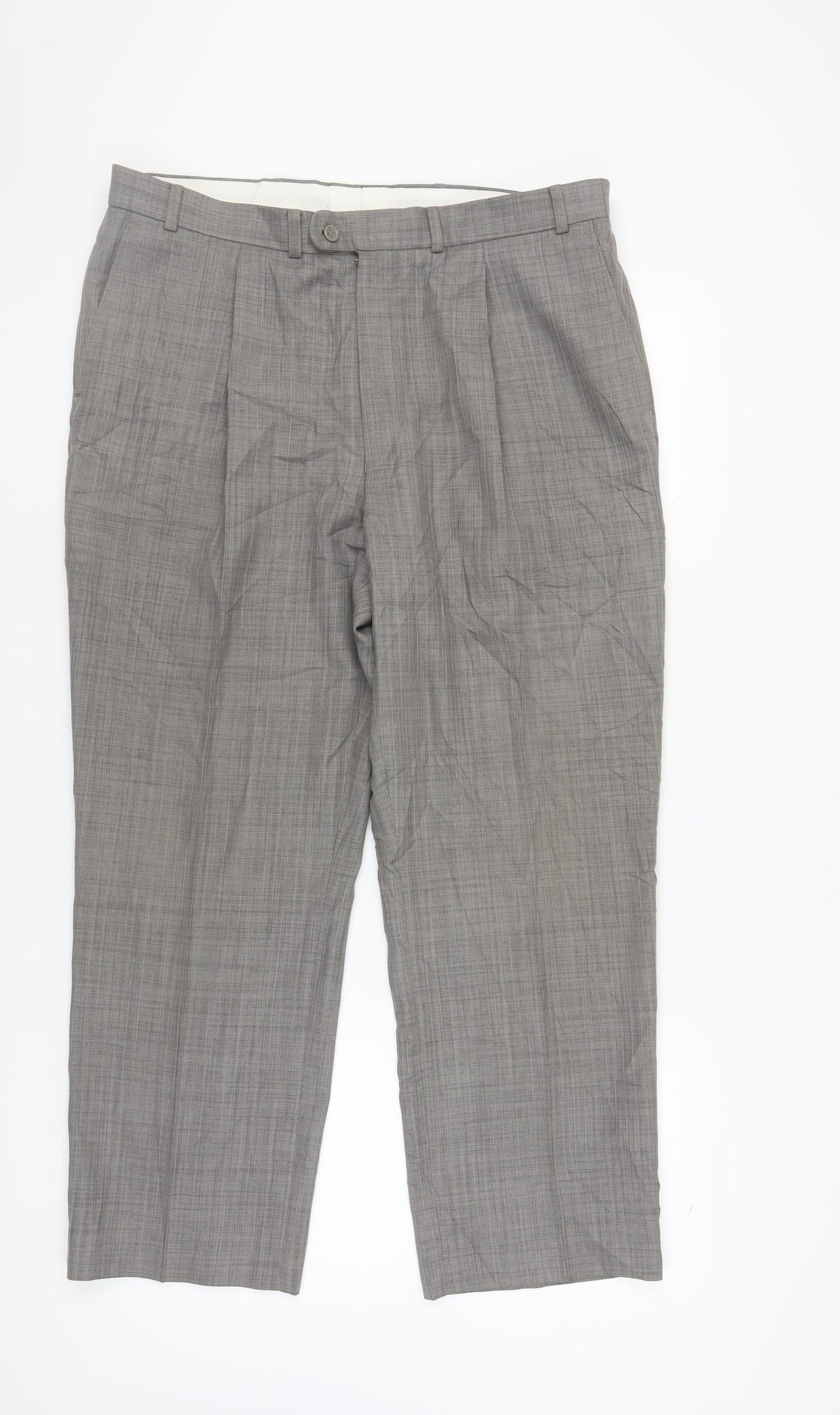 Zantos Men's Grey Dress Pants, Size 38, Business Formal