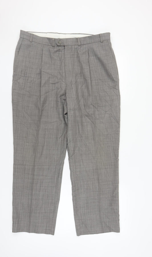 Zantos Men's Grey Dress Pants, Size 38, Business Formal