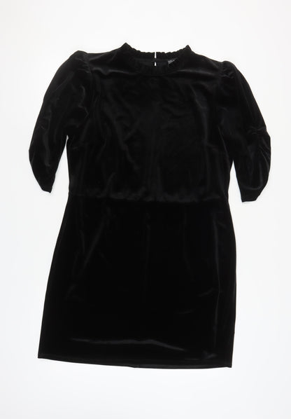 Friends Like These Women's Black Short Velvet Dress UK 18