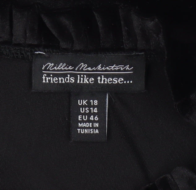 Friends Like These Women's Black Short Velvet Dress UK 18