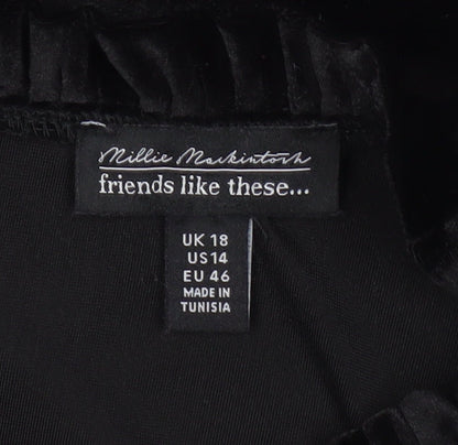 Friends Like These Women's Black Short Velvet Dress UK 18