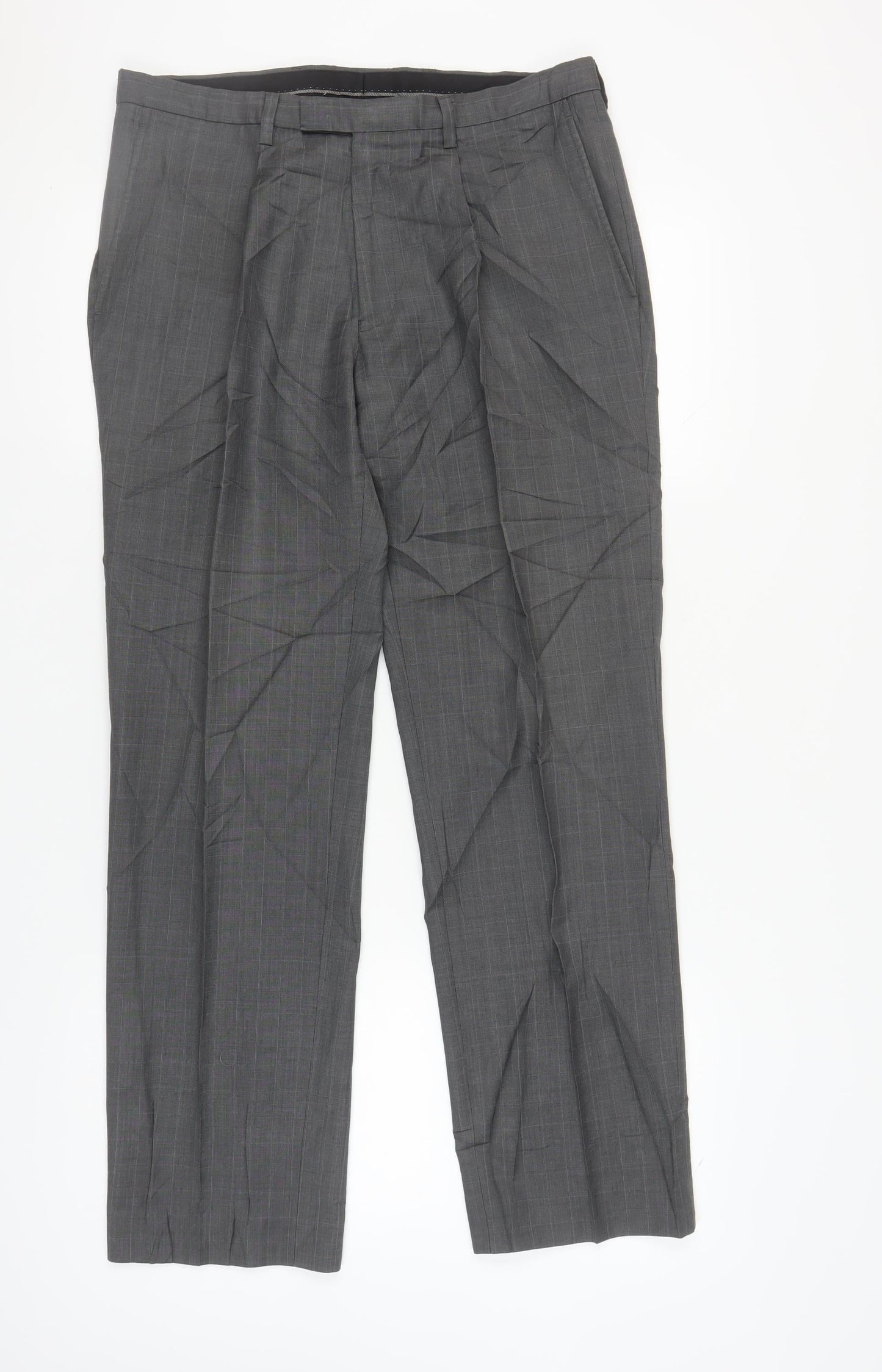 Next Men's Grey Dress Pants 34R Formal Trousers
