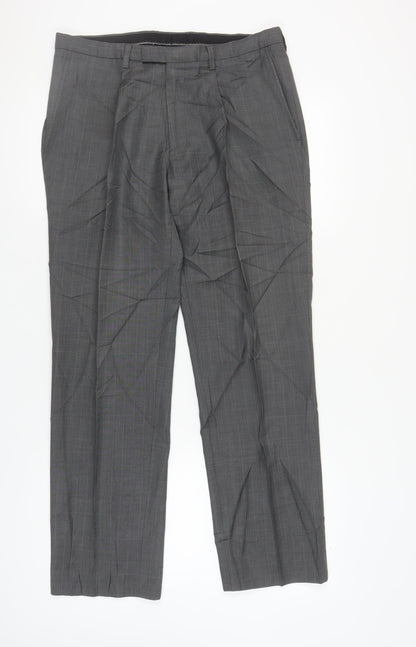 Next Men's Grey Dress Pants 34R Formal Trousers