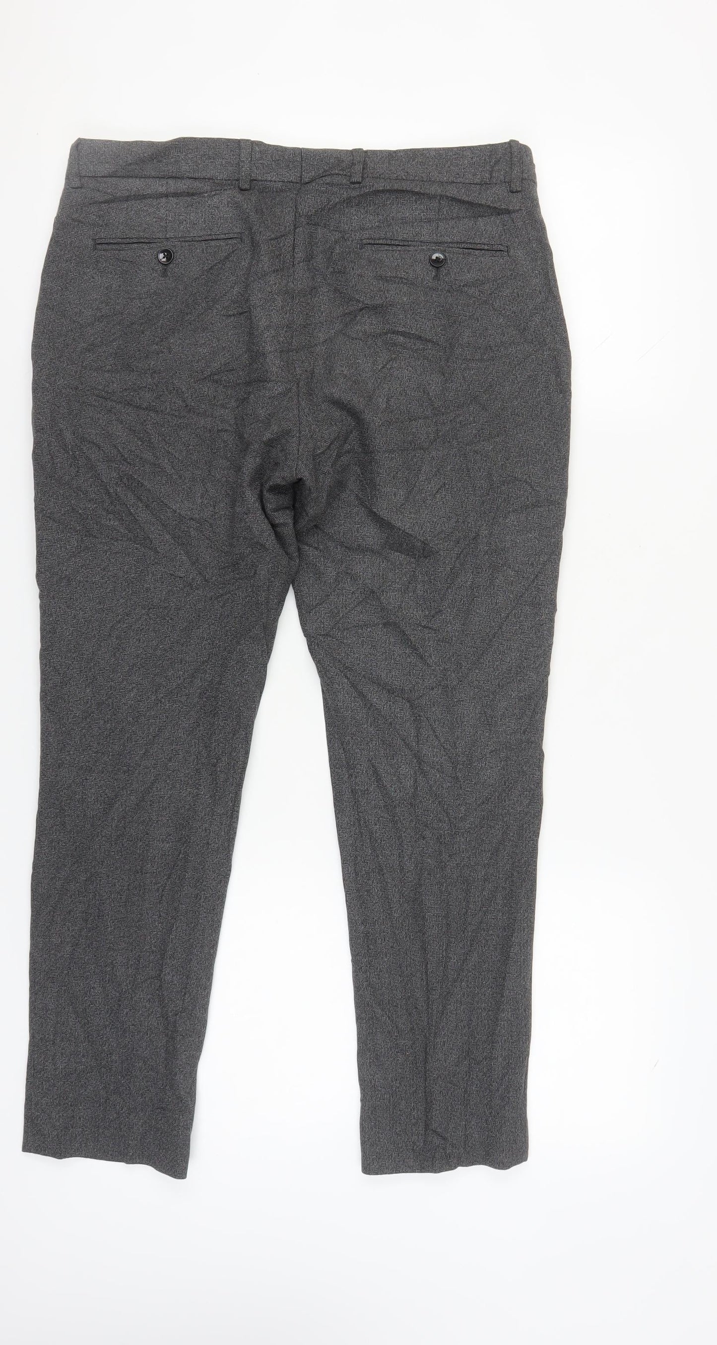 Moss London Men's Grey Slim Fit Trousers 34