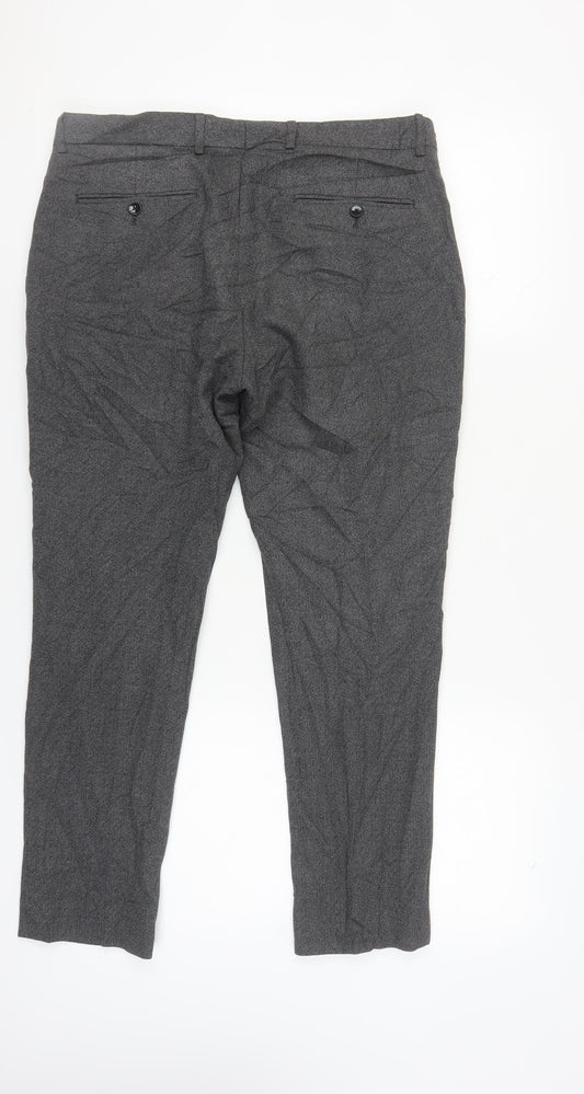 Moss London Men's Grey Slim Fit Trousers 34