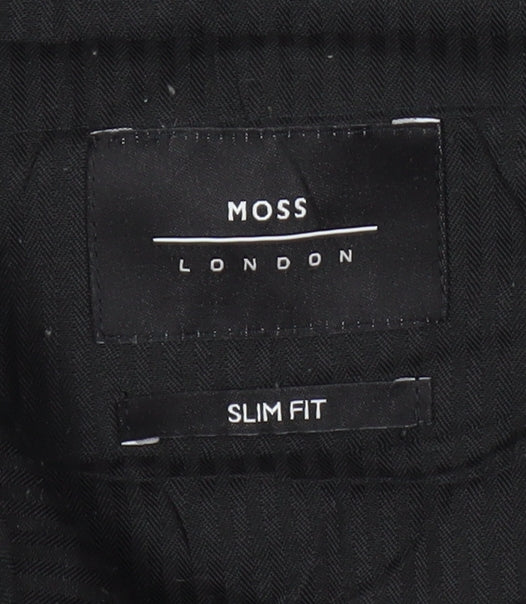 Moss London Men's Grey Slim Fit Trousers 34