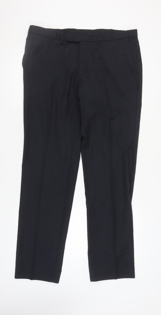 Marks and Spencer Black Slim Fit Wool Men's Trousers